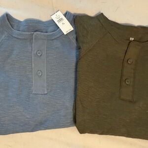 GAP Blue and Green Button Down Shirts Textured Casual Wear